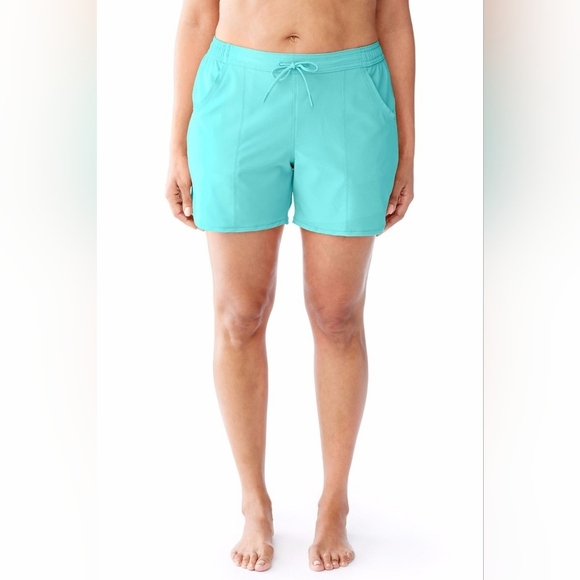 Lands End Turquoise Blue Swim Shorts Cover-Up Swimsuit Bottoms Womens Size 12 - Picture 7 of 7